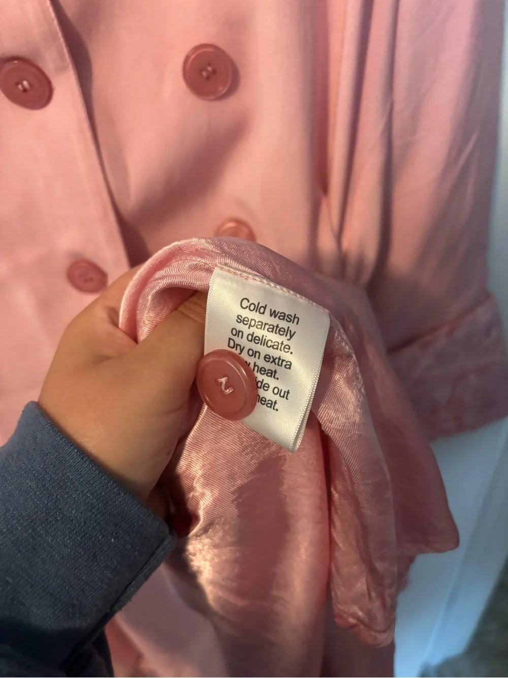 Coquette Quirky Whimsigoth Vintage 60s 70s Pink Satin Trim Sleep Coat Medium